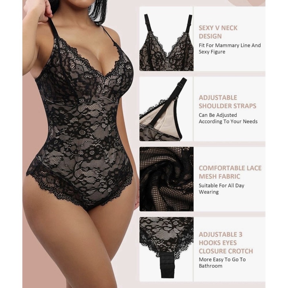 Feeling Good Black Lace Comfort line Tummy And Body Shaper XL NWT - Picture 2 of 5